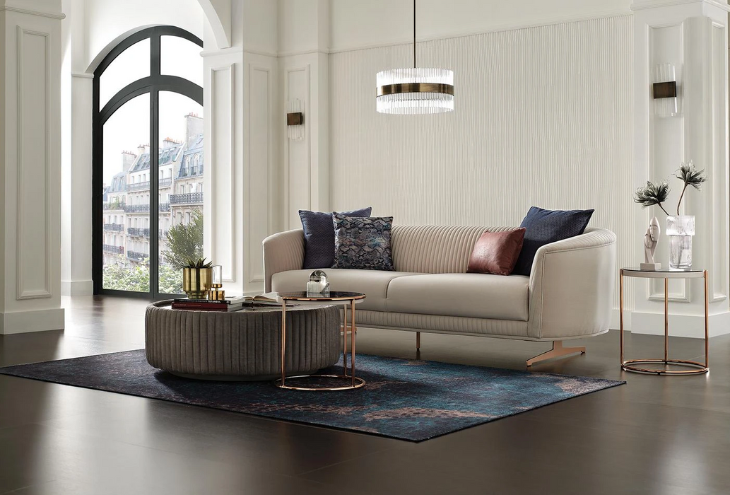 Vienna 3-Seater Sofa, Velvet (Ecru)