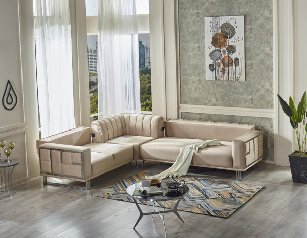 Puzzle Convertible Sectional Cream