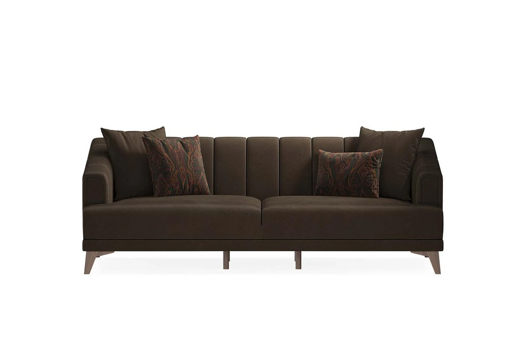 Dark Brown Velvet Sona 3-Seater Sofa Bed