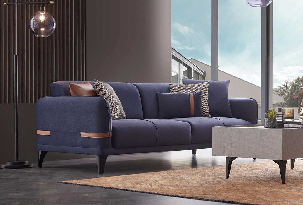 Linz 3-Seater Sofa Bed, Velvet (Blue)