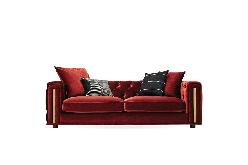 Sirona 3-Seater Sofa, Velvet (Brick Red)