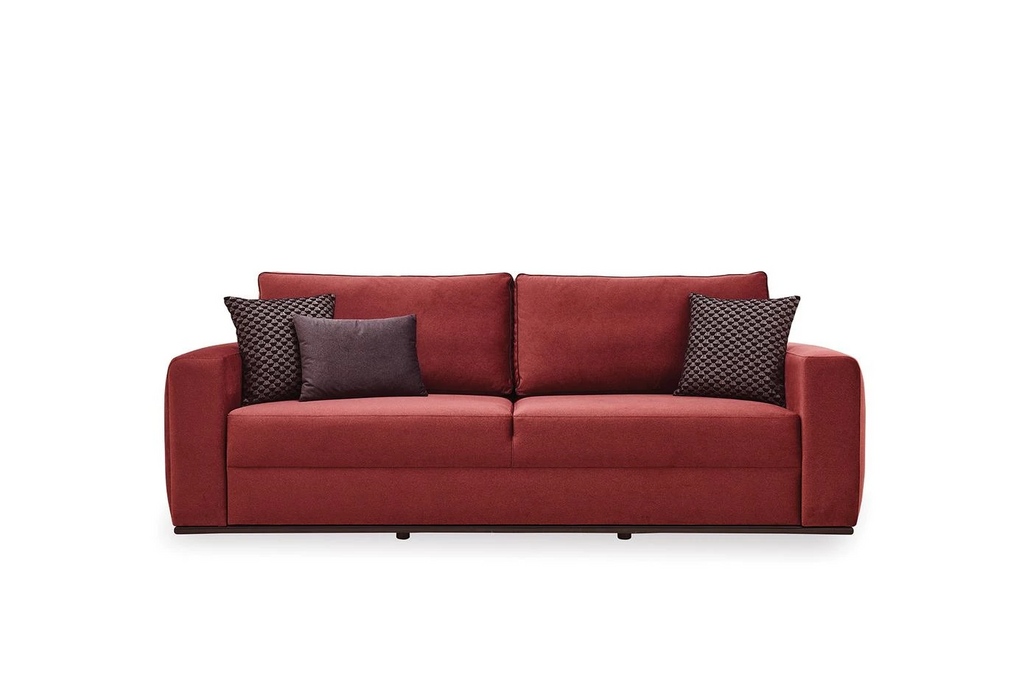 Carino 3-Seater Sofa Bed with Storage, Velvet (Burgundy)