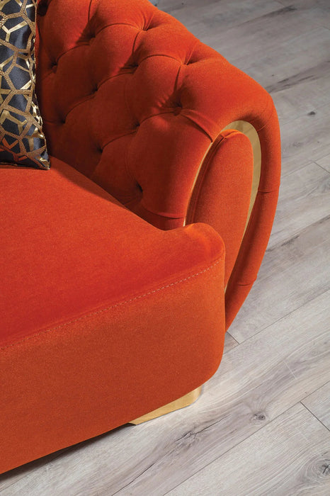 Victoria Orange Velvet Living Room Set