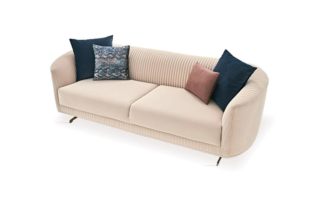 Vienna 3-Seater Sofa, Velvet (Ecru)