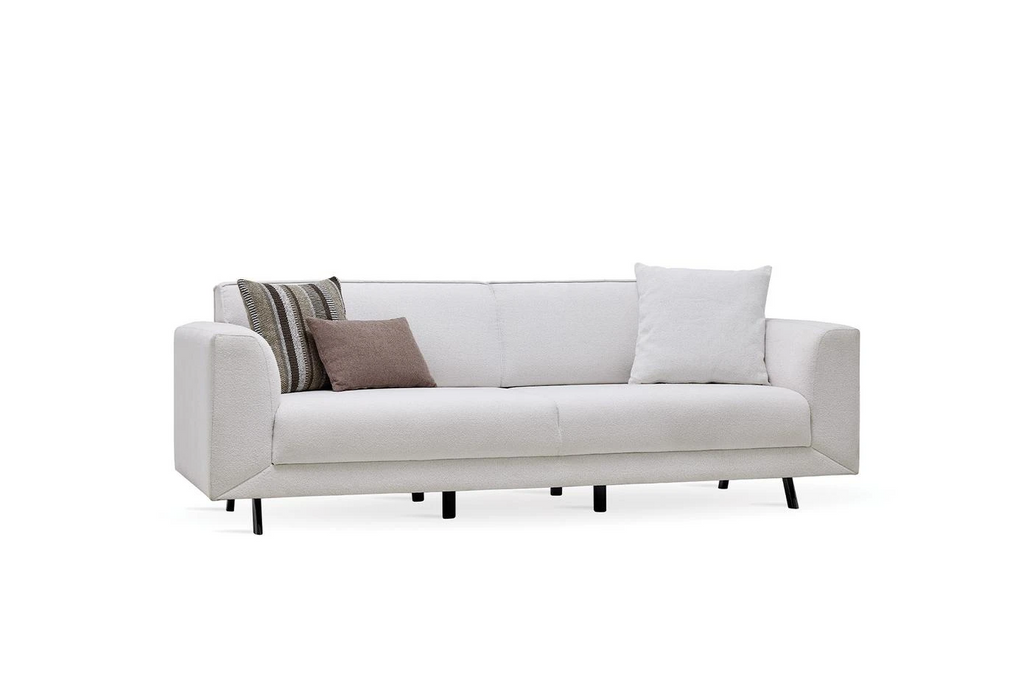 White Boucle Basel 3-Seater Sofa Bed