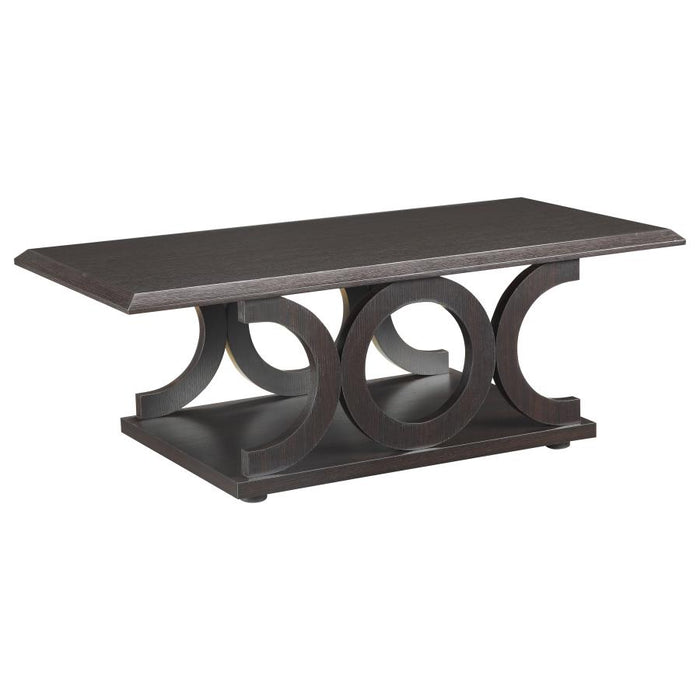 Shelly C-shaped Base Coffee Table Cappuccino (Coaster 703148)