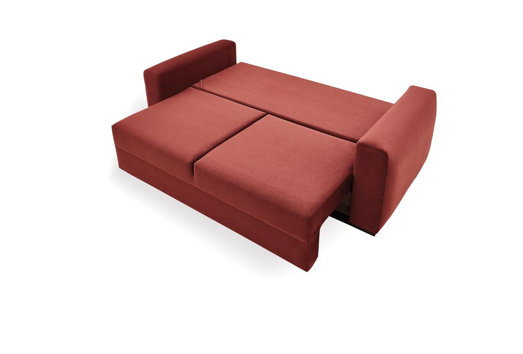 Carino 2-Seater Sofa Bed with Storage, Velvet (Burgundy)