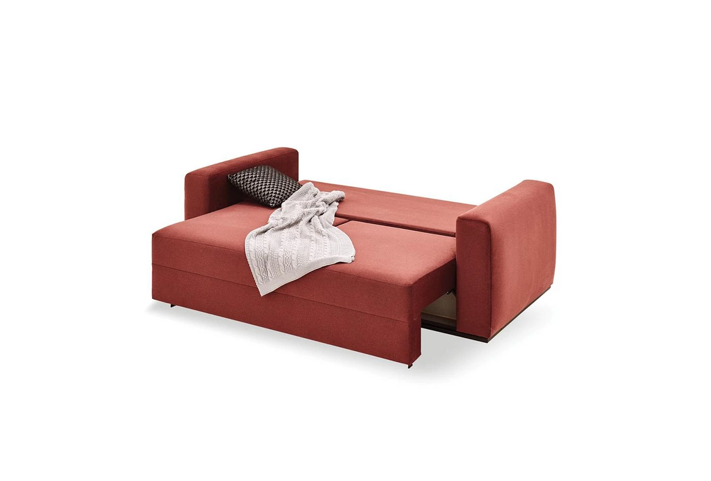 Carino 2-Seater Sofa Bed with Storage, Velvet (Burgundy)