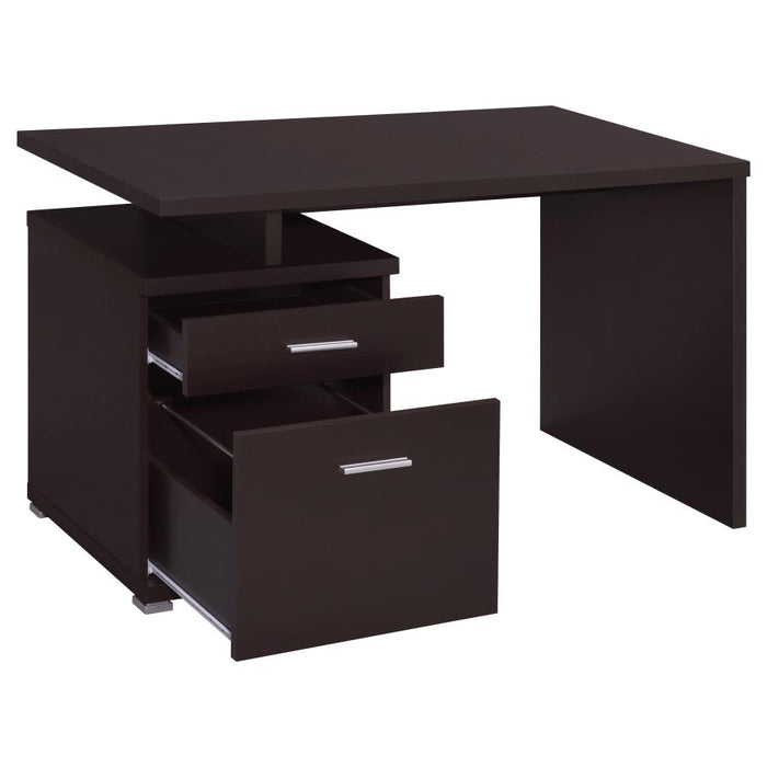 Irving 2-drawer Office Desk with Cabinet Cappuccino