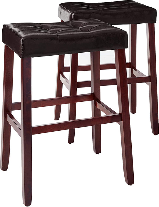 Kent 29" Espresso Saddle Barstool, Set of 2