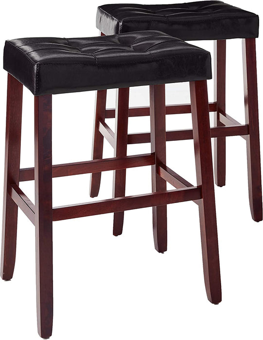 Kent 29" Black Saddle Barstool, Set of 2