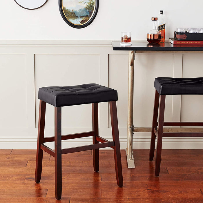 Kent 29" Black Saddle Barstool, Set of 2