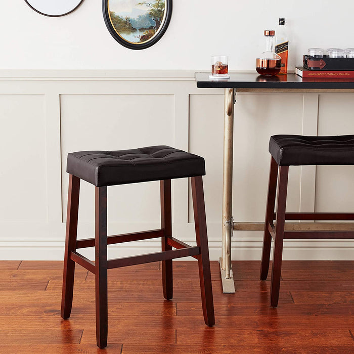 Kent 29" Espresso Saddle Barstool, Set of 2