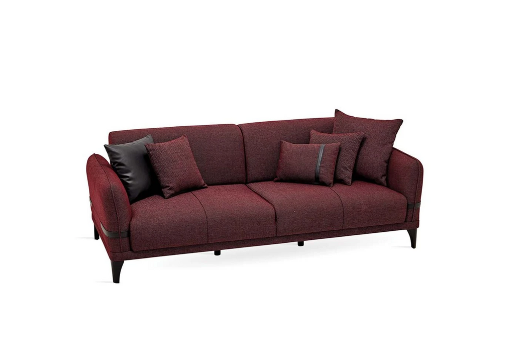 Linz 3-Seater Sofa Bed, Linen (Burgundy)