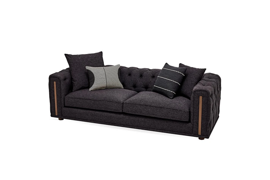 Sirona 3-Seater Sofa, Linen (Black)