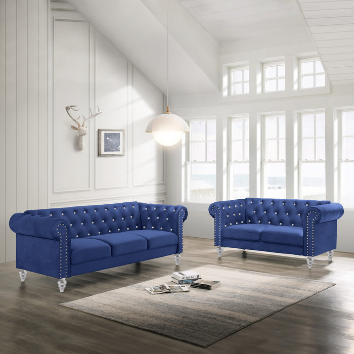 EMMA CRYSTAL SOFA & LOVESEAT & CHAIR SET (ROYAL BLUE)