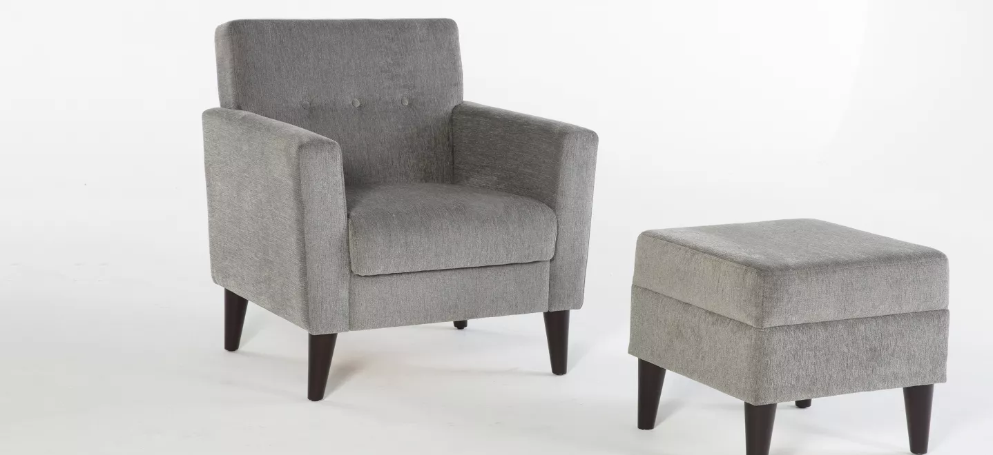 Theo Gray Theo Accent Chair + Ottoman