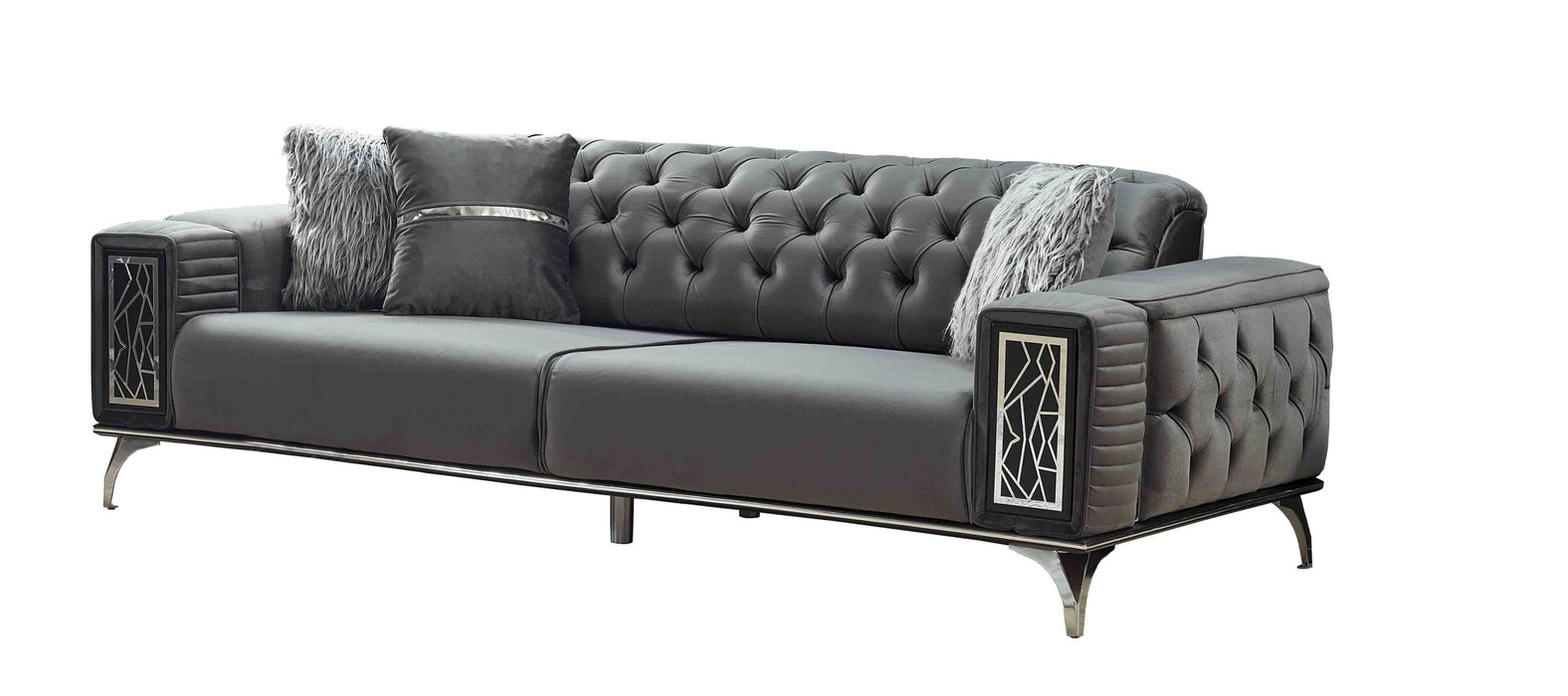 Gucci Convertible Livingroom Sofa Grey With Silver Legs