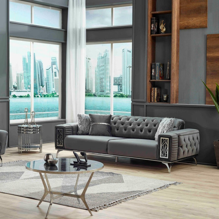 Gucci Convertible Livingroom Sofa Grey With Silver Legs