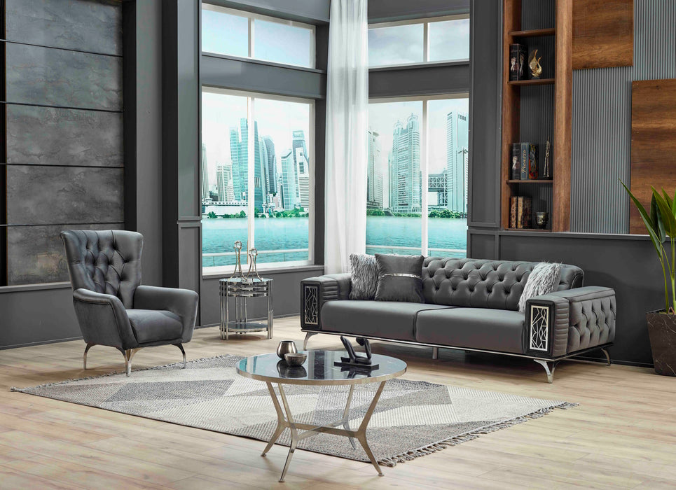 Gucci Convertible Livingroom Sofa Grey With Silver Legs