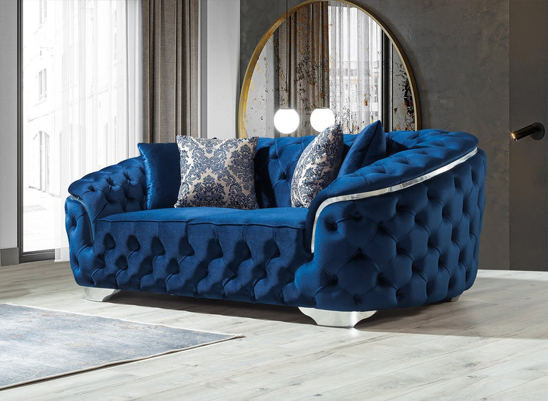 Lupino Blue Velvet Living Room Set