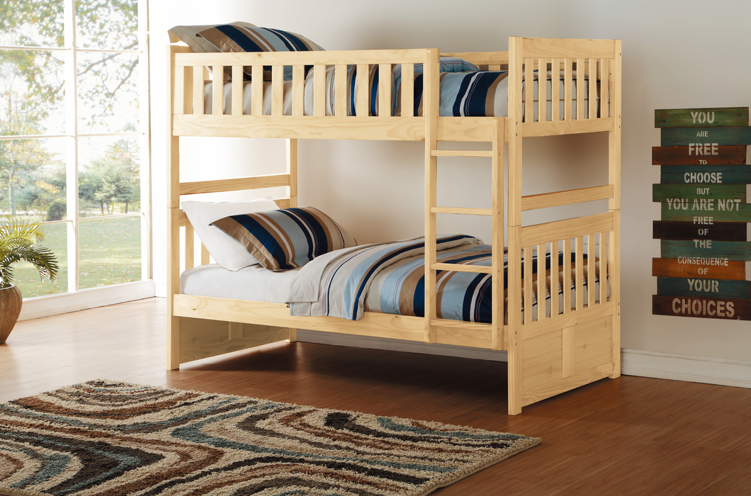 Bartly Pine Twin/Twin Bunk Bed with Storage Boxes