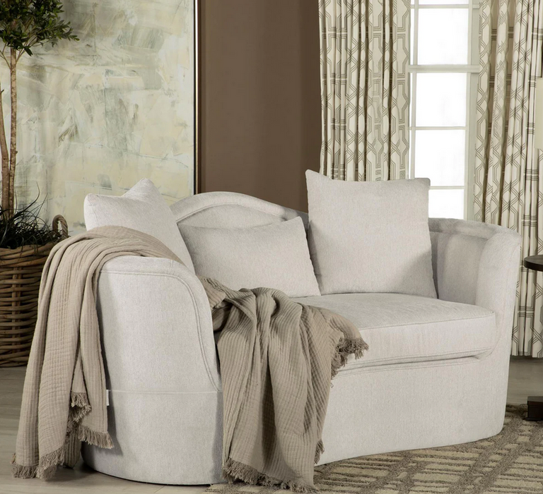 Kamilah Upholstered Loveseat with Camel Back Beige