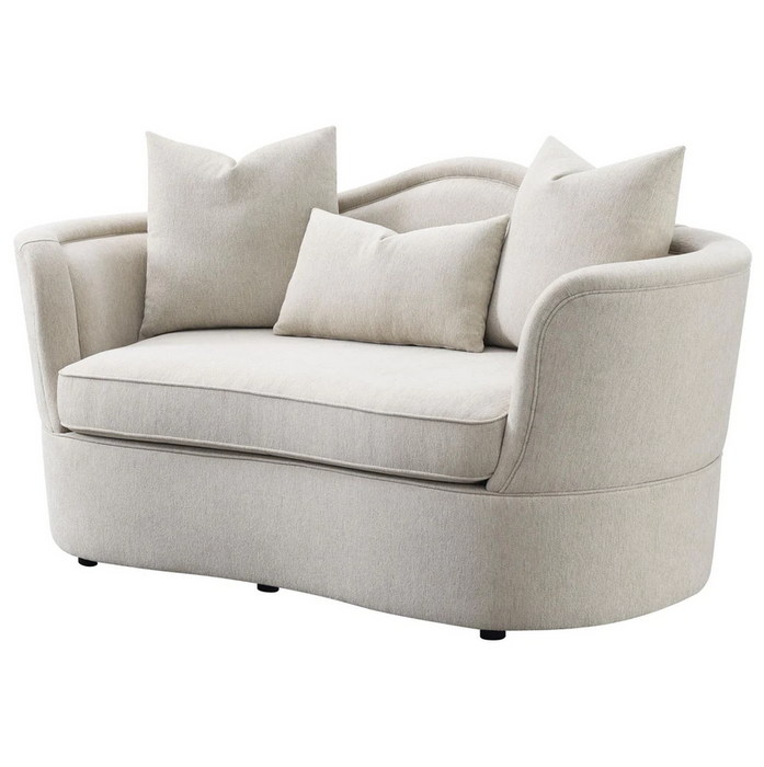 Kamilah Upholstered Loveseat with Camel Back Beige