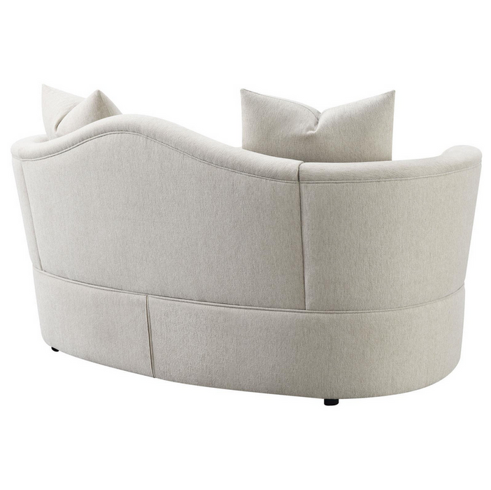 Kamilah Upholstered Loveseat with Camel Back Beige