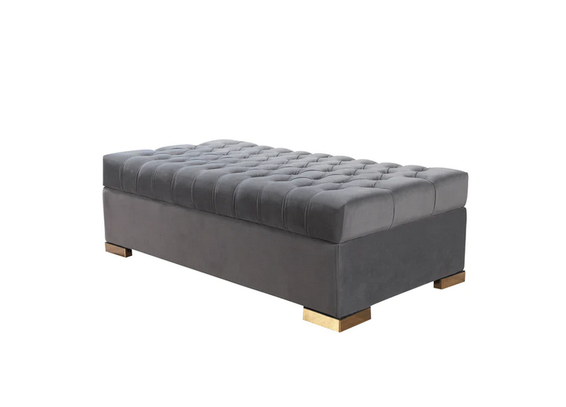 Lauren Gray Velvet Oversized Ottoman