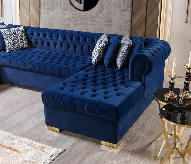 Lauren Velvet Navy Double Chaise Sectional