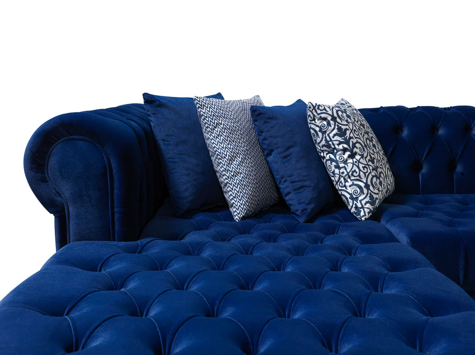 Lauren Velvet Navy Double Chaise Sectional