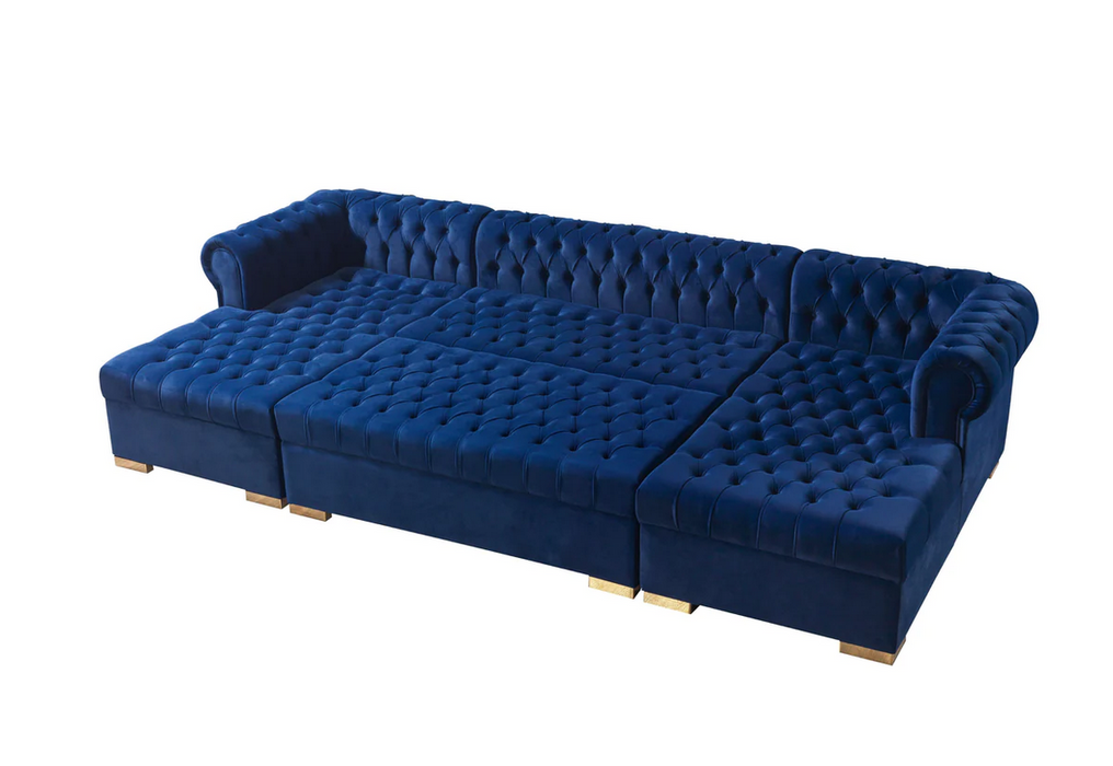 Lauren Velvet Navy Double Chaise Sectional