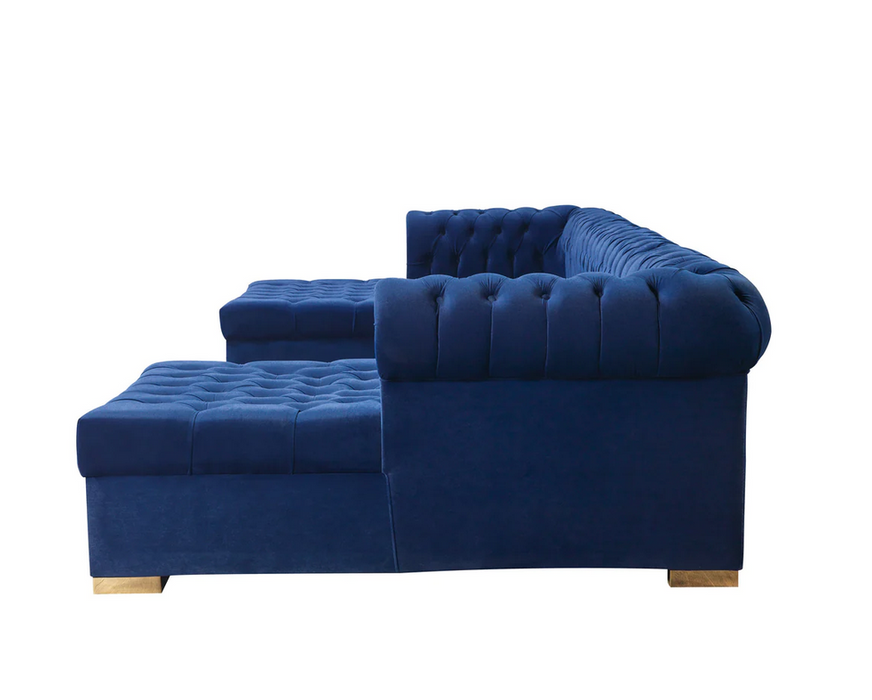 Lauren Velvet Navy Double Chaise Sectional