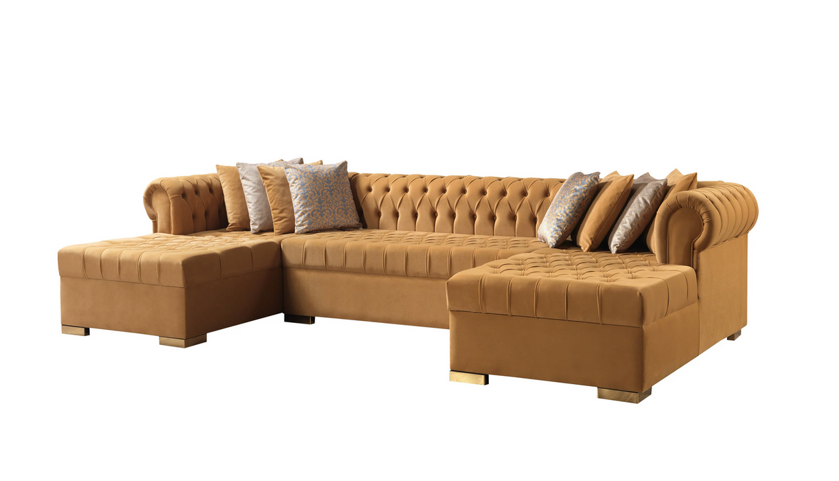 Lauren Velvet Mustard Double Chaise Sectional