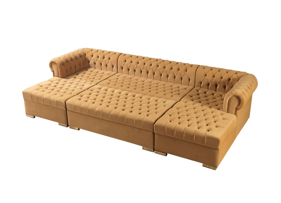 Lauren Velvet Mustard Double Chaise Sectional