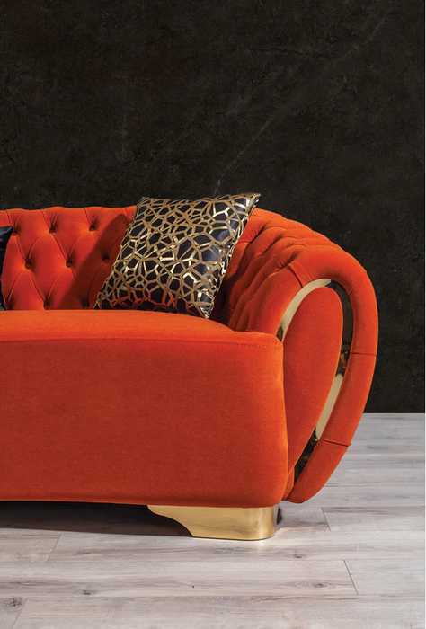 Victoria Orange Velvet Living Room Set