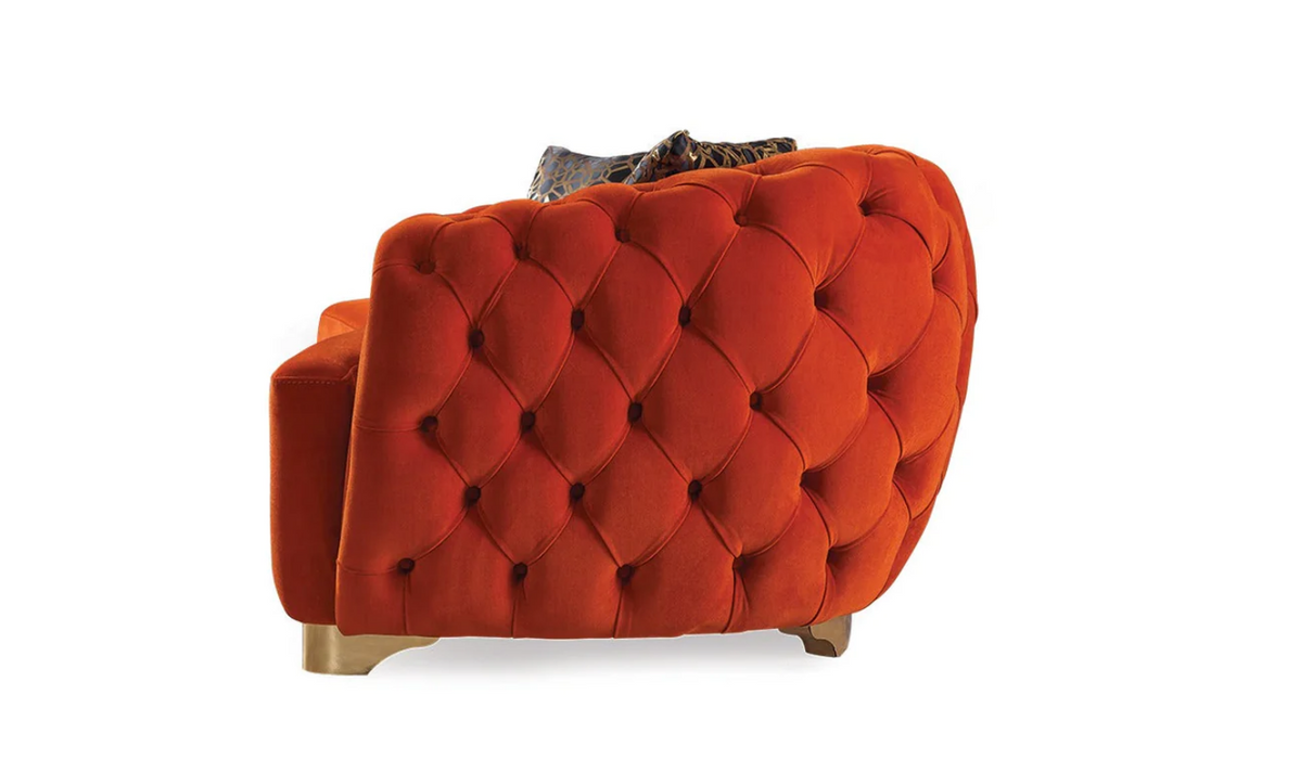 Victoria Orange Velvet Living Room Set