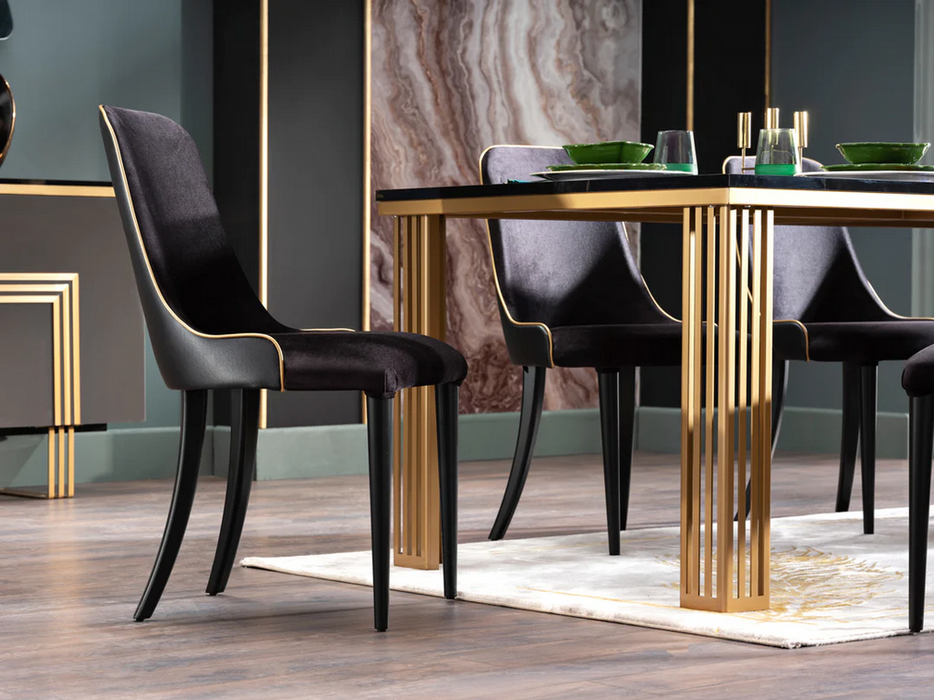 Marble/Black/Gold Carlino Dining Room Set