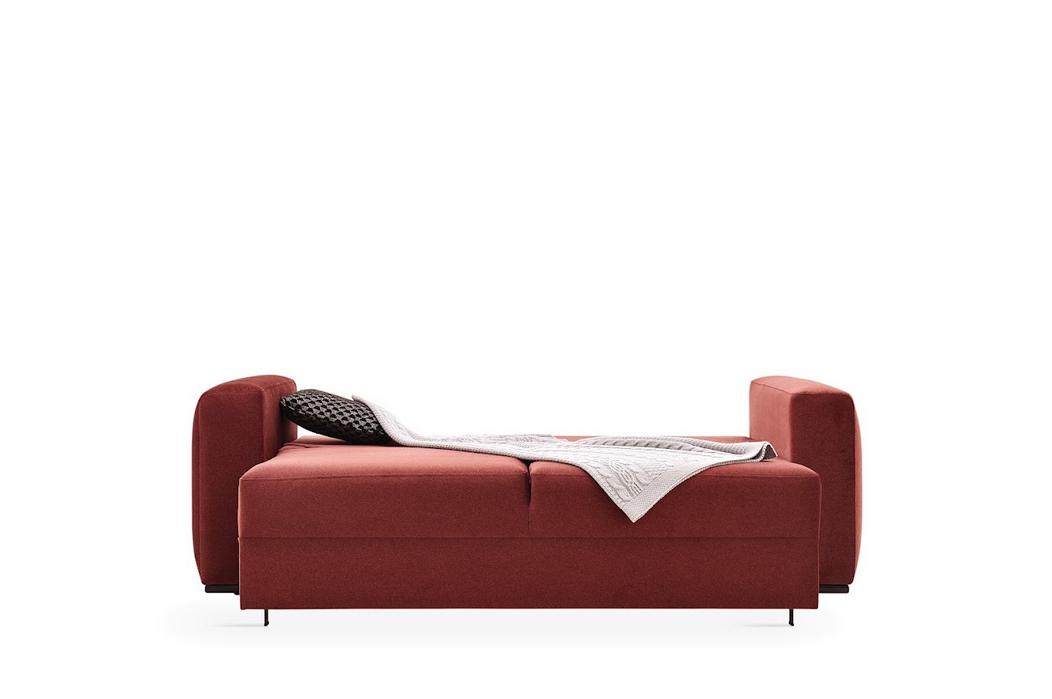 Carino 2-Seater Sofa Bed with Storage, Velvet (Burgundy)