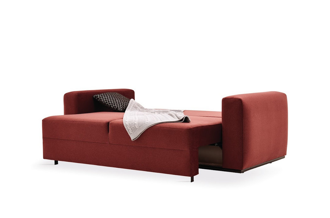 Carino 2-Seater Sofa Bed with Storage, Velvet (Burgundy)