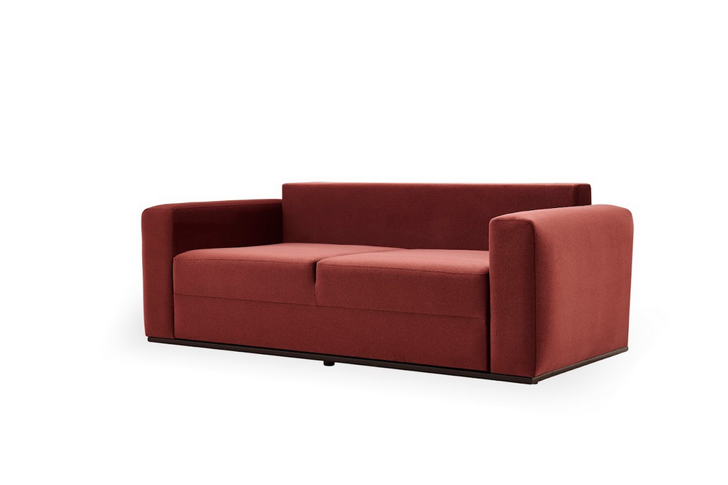 Carino 2-Seater Sofa Bed with Storage, Velvet (Burgundy)