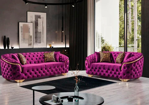 Lupino Purple Velvet Loveseat