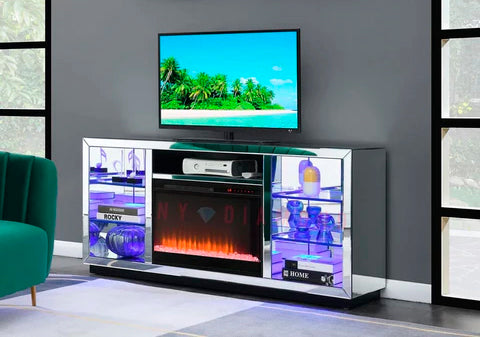 Harvard Tv Stand With Fireplace Shelves Have Led Light