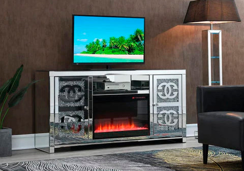 Portland Tv Stand With Fireplace 2 Doors On The Both Sides