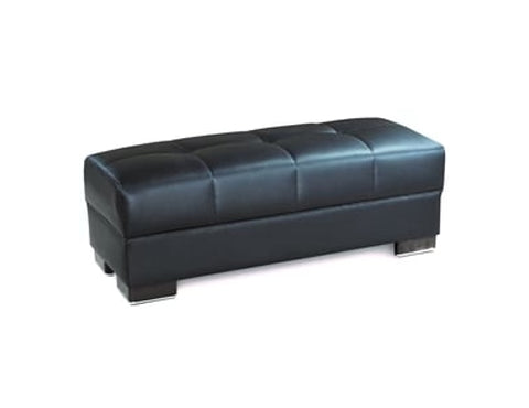 Down Town Black Pu Ottoman