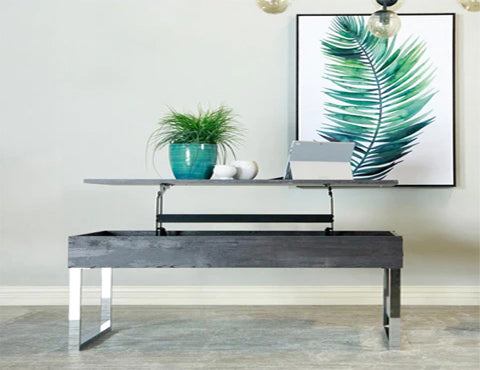 Lift Top Storage Coffee Table Dark Charcoal And Chrome