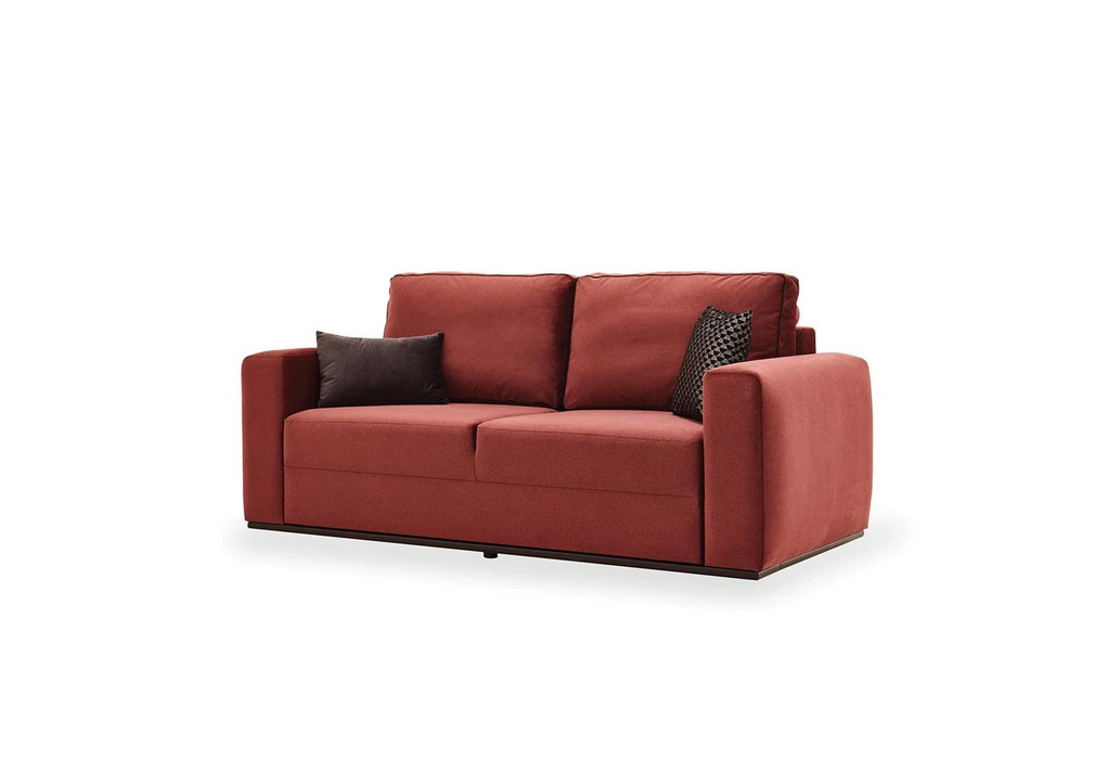 Carino 2-Seater Sofa Bed with Storage, Velvet (Burgundy)