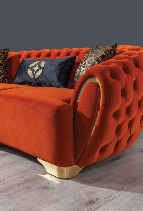 Victoria Orange Velvet Living Room Set