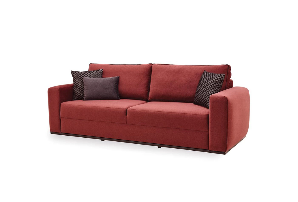 Carino 3-Seater Sofa Bed with Storage, Velvet (Burgundy)